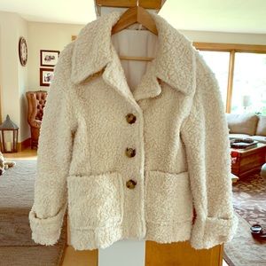 Free People Ivory Teddy Coat, S, barely worn